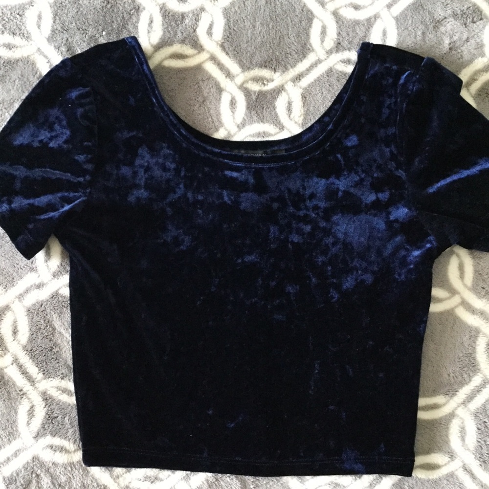 Forever 21 Navy Velvet Crop Top